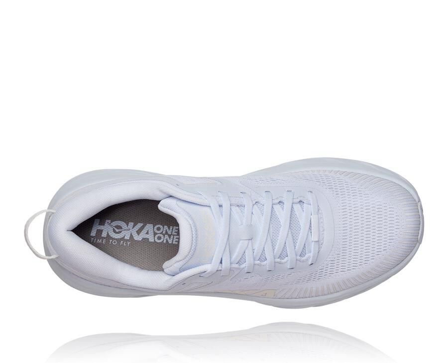 Hoka One One Mens Running Shoes - Bondi 7 - White - ZWAL47915
